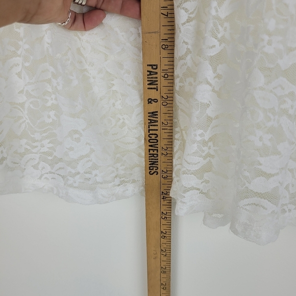 Scobe white deep v neck short sleeve top white lace peplum fairy coquette girl M - Picture 5 of 13